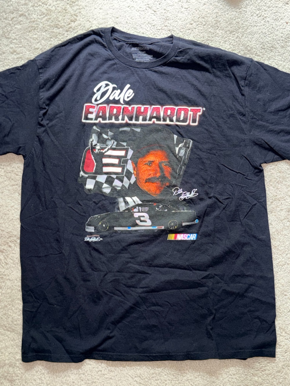 Nascar Black Dale Earnhardt Graphic Tee with Red Accents